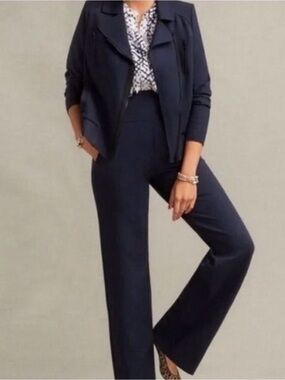 CAbi Navy Wide-Leg Pull-On Pants “Chance”